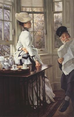 James Tissot Reading The News (nn01) oil painting image